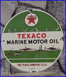 Vintage Texaco Marine Motor Oil Porcelain Gas Pump Sign 12