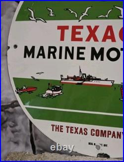 Vintage Texaco Marine Motor Oil Porcelain Gas Pump Sign 12