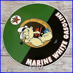 Vintage Texaco Marine Porcelain Sign Gas Oil Popeyes Ship Engine Service Station