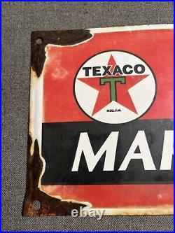 Vintage Texaco Marine Products Porcelain Pump Station Sign Gasoline Oil