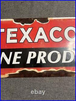 Vintage Texaco Marine Products Porcelain Pump Station Sign Gasoline Oil