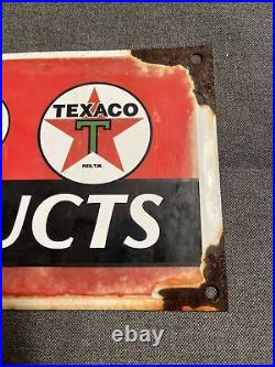 Vintage Texaco Marine Products Porcelain Pump Station Sign Gasoline Oil