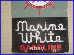 Vintage Texaco Marine White Gasoline Porcelain Pump Plate circa 1963