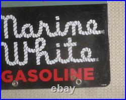 Vintage Texaco Marine White Gasoline Porcelain Pump Plate circa 1963