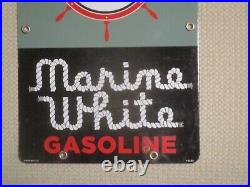 Vintage Texaco Marine White Gasoline Porcelain Pump Plate circa 1963