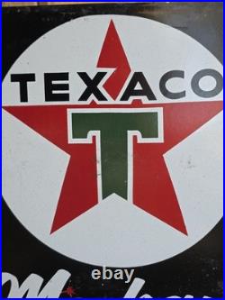 Vintage Texaco Mechanic On Duty Porcelain Gas Station Sign 12 X 16