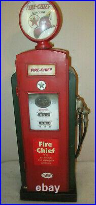 Vintage Texaco Metal Fire Chief Gas Pump Cabinet with Shelf Model C-70, 25 Tall
