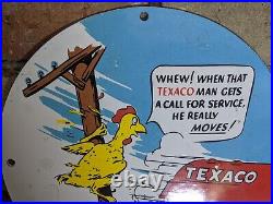 Vintage Texaco Motor Oil Fast Service Porcelain Gas Station Pump Sign 10