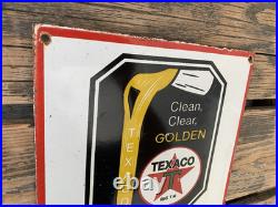 Vintage Texaco Motor Oil Golden Oil Porcelain Service Pump Station Gasoline Sign