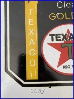 Vintage Texaco Motor Oil Golden Oil Porcelain Service Pump Station Gasoline Sign