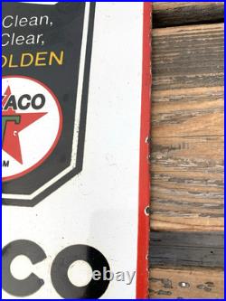 Vintage Texaco Motor Oil Golden Oil Porcelain Service Pump Station Gasoline Sign
