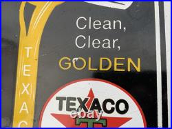 Vintage Texaco Motor Oil Golden Oil Porcelain Service Pump Station Gasoline Sign