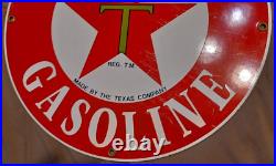 Vintage Texaco Motor Oil Porcelain Sign Aviation Gasoline Gas Station Pump Plate