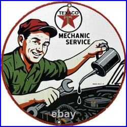Vintage Texaco Motor Oil Porcelain Sign Texas Gasoline Gas Station Pump Plate