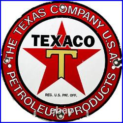 Vintage Texaco Motor Oil Porcelain Sign Texas Gasoline Gas Station Pump Plate