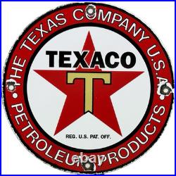 Vintage Texaco Motor Oil Porcelain Sign Texas Gasoline Gas Station Pump Plate