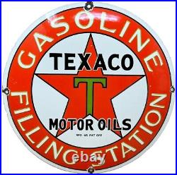 Vintage Texaco Motor Oil Porcelain Sign Texas Gasoline Gas Station Pump Plate Vintage Texaco Motor Oil Porcelain Sign Texas Gasoline Gas Station Pump Plate