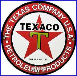 Vintage Texaco Motor Oil Porcelain Sign Texas Gasoline Gas Station Pump Plate
