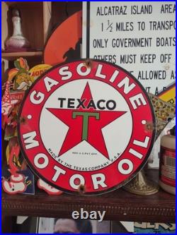 Vintage Texaco Motor Oil Porcelain Sign Texas Gasoline Gas Station Pump Plate Vintage Texaco Motor Oil Porcelain Sign Texas Gasoline Gas Station Pump Plate