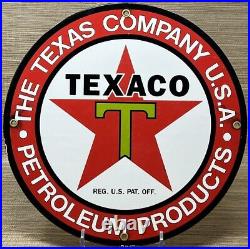 Vintage Texaco Motor Oil Porcelain Sign Texas Gasoline Gas Station Pump Plate