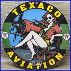 Vintage Texaco Motor Oil Porcelain Sign Texas Gasoline Gas Station Pump Plate