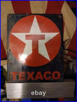 Vintage Texaco Motor Oil Porcelain Sign Texas Gasoline Gas Station Pump Plate