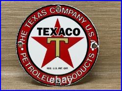Vintage Texaco Motor Oil Porcelain Sign Texas Gasoline Gas Station Pump Plate