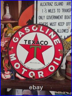 Vintage Texaco Motor Oil Porcelain Sign Texas Gasoline Gas Station Pump Plate Vintage Texaco Motor Oil Porcelain Sign Texas Gasoline Gas Station Pump Plate