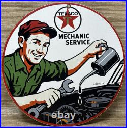 Vintage Texaco Motor Oil Porcelain Sign Texas Gasoline Gas Station Pump Plate