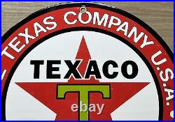 Vintage Texaco Motor Oil Porcelain Sign Texas Gasoline Gas Station Pump Plate