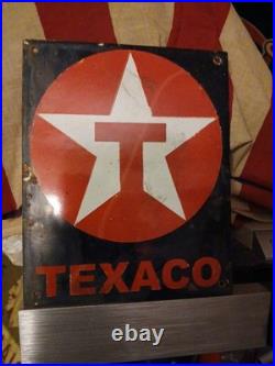 Vintage Texaco Motor Oil Porcelain Sign Texas Gasoline Gas Station Pump Plate
