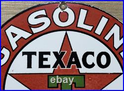 Vintage Texaco Motor Oil Porcelain Sign Texas Gasoline Gas Station Pump Plate