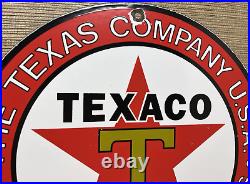 Vintage Texaco Motor Oil Porcelain Sign Texas Gasoline Gas Station Pump Plate Vintage Texaco Motor Oil Porcelain Sign Texas Gasoline Gas Station Pump Plate