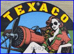 Vintage Texaco Motor Oil Porcelain Sign Texas Gasoline Gas Station Pump Plate