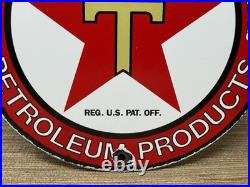Vintage Texaco Motor Oil Porcelain Sign Texas Gasoline Gas Station Pump Plate
