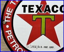 Vintage Texaco Motor Oil Porcelain Sign Texas Gasoline Gas Station Pump Plate