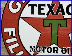 Vintage Texaco Motor Oil Porcelain Sign Texas Gasoline Gas Station Pump Plate