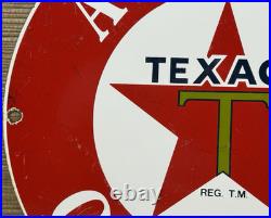 Vintage Texaco Motor Oil Porcelain Sign Texas Gasoline Gas Station Pump Plate