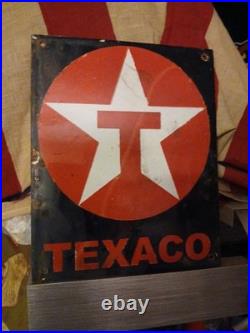 Vintage Texaco Motor Oil Porcelain Sign Texas Gasoline Gas Station Pump Plate