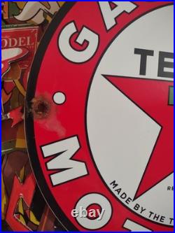 Vintage Texaco Motor Oil Porcelain Sign Texas Gasoline Gas Station Pump Plate Vintage Texaco Motor Oil Porcelain Sign Texas Gasoline Gas Station Pump Plate