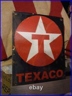 Vintage Texaco Motor Oil Porcelain Sign Texas Gasoline Gas Station Pump Plate