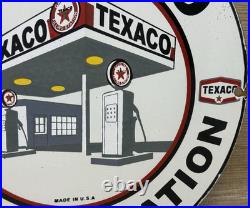 Vintage Texaco Motor Oil Porcelain Sign Texas Gasoline Gas Station Pump Plate