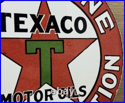 Vintage Texaco Motor Oil Porcelain Sign Texas Gasoline Gas Station Pump Plate Vintage Texaco Motor Oil Porcelain Sign Texas Gasoline Gas Station Pump Plate