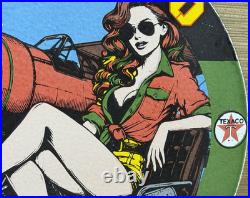 Vintage Texaco Motor Oil Porcelain Sign Texas Gasoline Gas Station Pump Plate