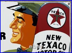 Vintage Texaco Motor Oil Porcelain Sign Texas Gasoline Gas Station Pump Plate Vintage Texaco Motor Oil Porcelain Sign Texas Gasoline Gas Station Pump Plate