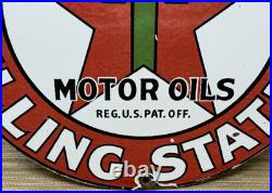 Vintage Texaco Motor Oil Porcelain Sign Texas Gasoline Gas Station Pump Plate
