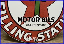 Vintage Texaco Motor Oil Porcelain Sign Texas Gasoline Gas Station Pump Plate Vintage Texaco Motor Oil Porcelain Sign Texas Gasoline Gas Station Pump Plate