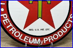 Vintage Texaco Motor Oil Porcelain Sign Texas Gasoline Gas Station Pump Plate