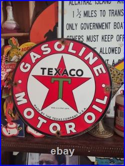 Vintage Texaco Motor Oil Porcelain Sign Texas Gasoline Gas Station Pump Plate Vintage Texaco Motor Oil Porcelain Sign Texas Gasoline Gas Station Pump Plate