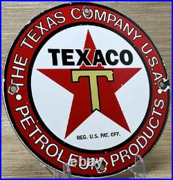 Vintage Texaco Motor Oil Porcelain Sign Texas Gasoline Gas Station Pump Plate